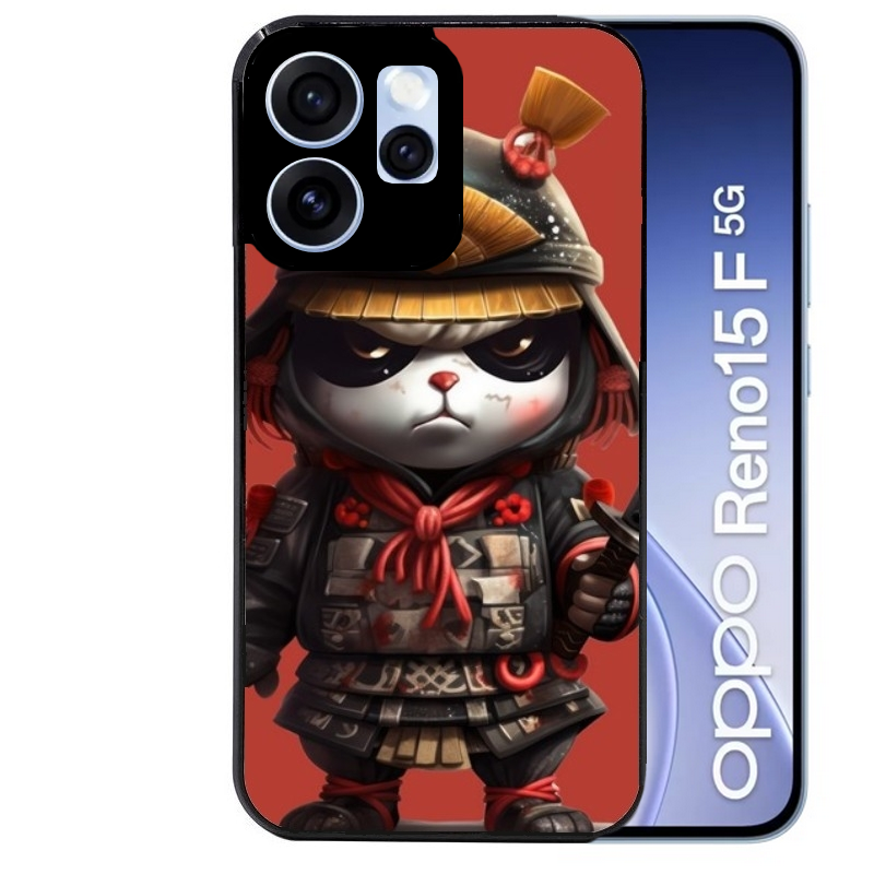 Coque noire taperso pour OPPO Reno 15 et F FS 5G avec motif panda et samourai protection antichoc personnalisée
