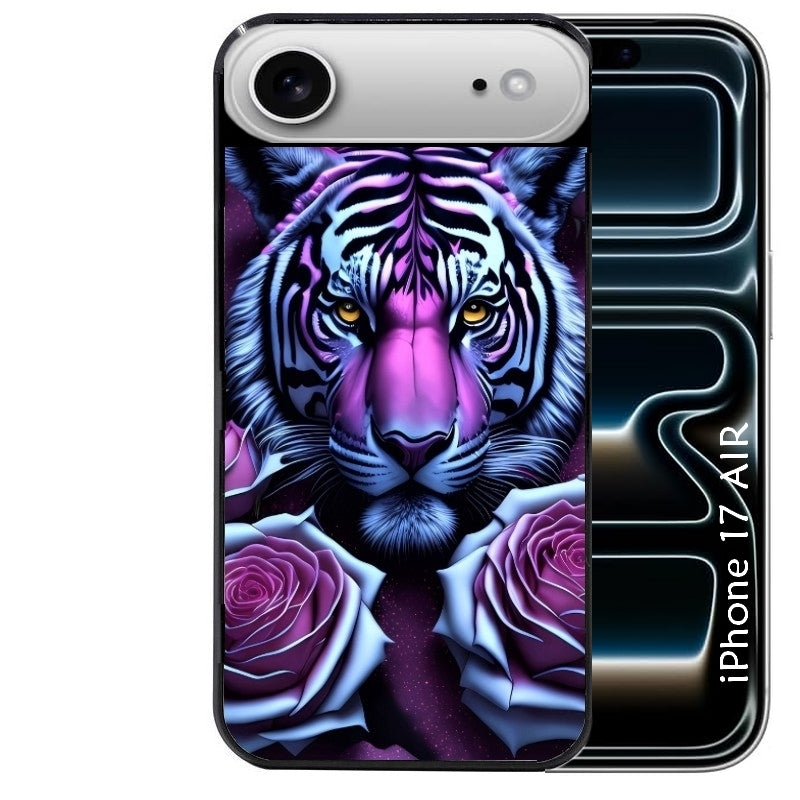 Coque noire taperso pour Iphone 17 17E AIR MAX PRO avec motif tigre uv style manga protection antichoc personnalisée