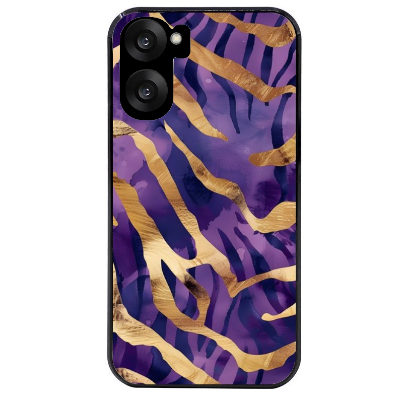 Coque noire taperso pour OnePlus Nord CE5 avec motif zebre violet protection antichoc personnalisée