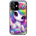 Coque noire taperso pour OPPO A40 avec motif licorne et fleurs protection antichoc personnalisée