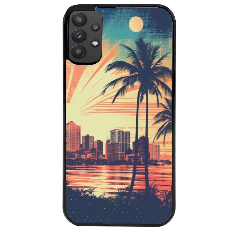 Coque noire taperso pour galaxy A22 A32 A52 A52S 4G 5G  avec motif hawaii retro protection antichoc personnalisée