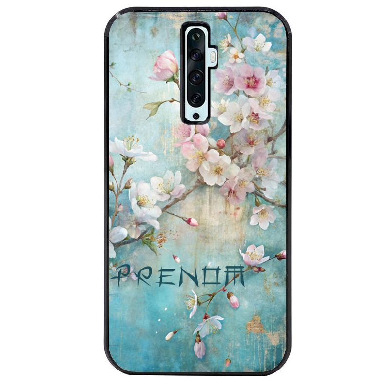 Coque noire taperso pour OPPO Reno 2 et 2Z avec motif fleur sakura personnalisee protection antichoc personnalisée