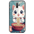 Coque noire taperso pour OPPO A5 A9 2020 avec motif chat ramen cerisier protection antichoc personnalisée