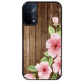 Coque noire taperso pour OPPO A54 et A74 5G avec motif bois avec fleur rose protection antichoc personnalisée