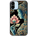 Coque noire taperso pour Redmi A1 et A2 avec motif bouddha et lotus protection antichoc personnalisée