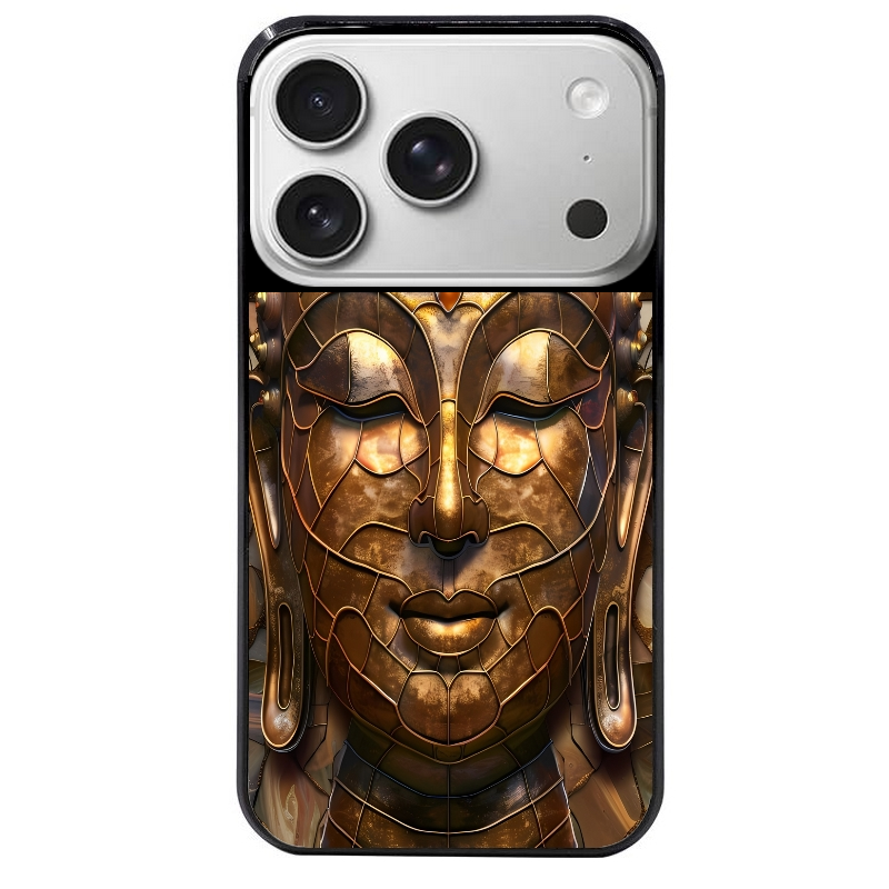 Coque noire taperso pour Iphone 17 17E AIR MAX PRO avec motif bouddha et mosaique protection antichoc personnalisée