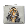 Porte monnaie personnalisé tigre hip hop ivoire en feutrine en feutrine ivoire
