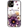 Coque noire taperso pour OPPO A5 PRO 4G et 5G avec motif fleur violette personnalisee protection antichoc personnalisée