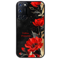Coque noire taperso pour OPPO Reno 8 LITE avec motif fleur rouge avec prenom protection antichoc personnalisée