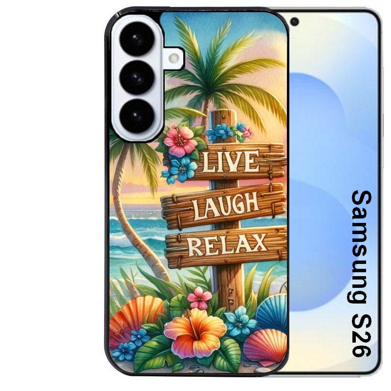 Coque noire taperso pour galaxy S26 et PLUS ULTRA FE avec motif tropical vacances protection antichoc personnalisée