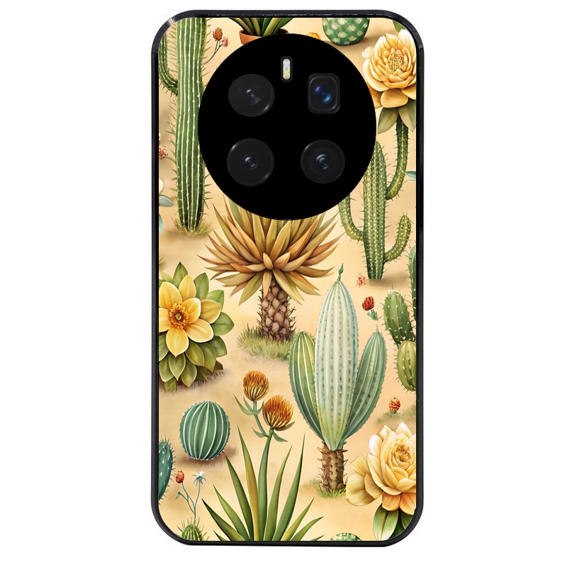 Coque noire taperso pour Magic 7 LITE et PRO avec motif cactus et succulent protection antichoc personnalisée