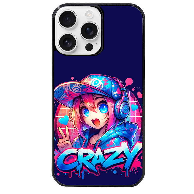 Coque noire taperso pour Iphone 16 16E PLUS MAX PRO avec motif anime crazy protection antichoc personnalisée