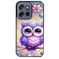 Coque noire taperso pour Moto Edge 60 et Neo Fusion Pro avec motif chouette violette protection antichoc personnalisée