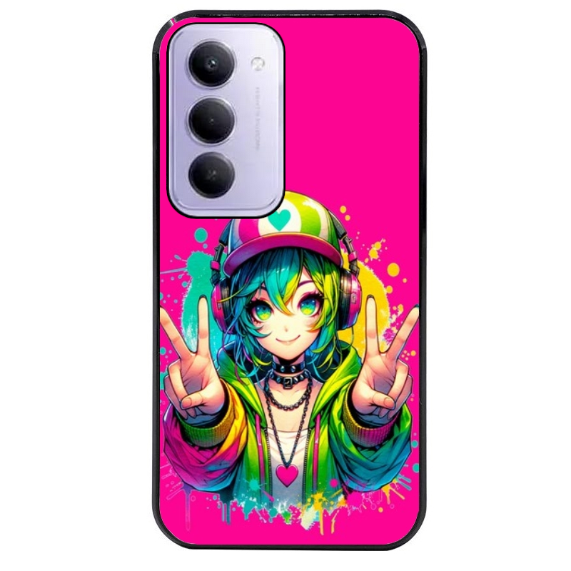 Coque noire taperso pour Redmi 15 4G et 5G avec motif anime manga et tag protection antichoc personnalisée