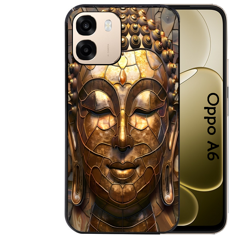 Coque noire taperso pour OPPO A6 A6X 4G et 5G avec motif bouddha et mosaique protection antichoc personnalisée