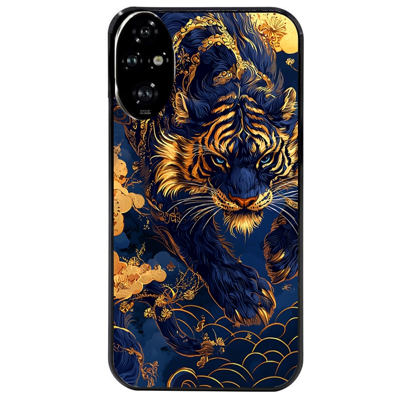 Coque noire taperso pour Honor 200 et Lite Pro Smart avec motif tigre et fleur protection antichoc personnalisée