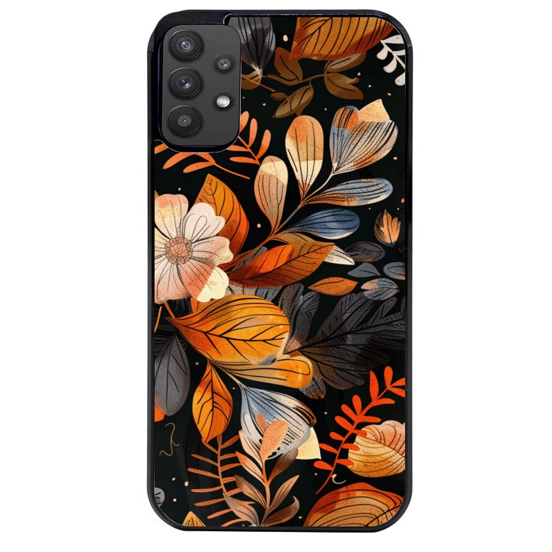 Coque noire taperso pour galaxy A22 A32 A52 A52S 4G 5G  avec motif fleur automne protection antichoc personnalisée