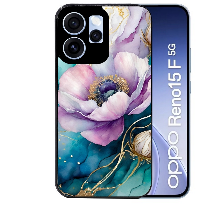 Coque noire taperso pour OPPO Reno 15 et F FS 5G avec motif marbre fleur protection antichoc personnalisée