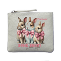 Porte monnaie personnalisé lapin noeud ivoire en feutrine en feutrine ivoire