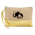 Pochette éléphant et maman en jute et doré en jute et doré