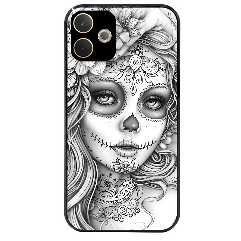 Coque noire taperso pour OPPO A5 PRO 4G et 5G avec motif mort calavera tatoo protection antichoc personnalisée