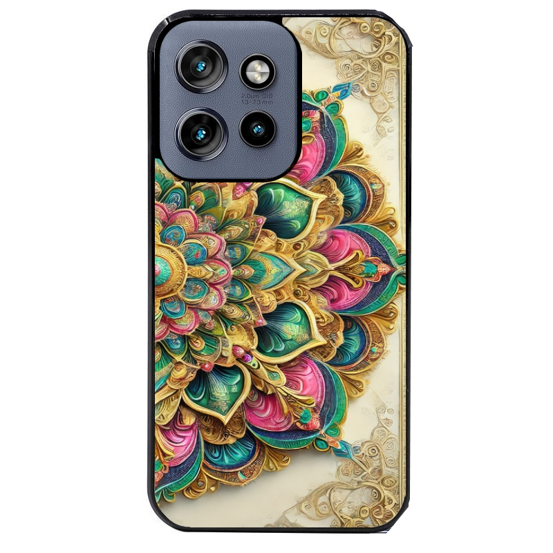 Coque noire taperso pour Moto Edge 60 et Neo Fusion Pro avec motif mandala 3 protection antichoc personnalisée