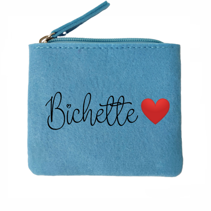 Porte monnaie bichette et coeur en feutrine en feutrine