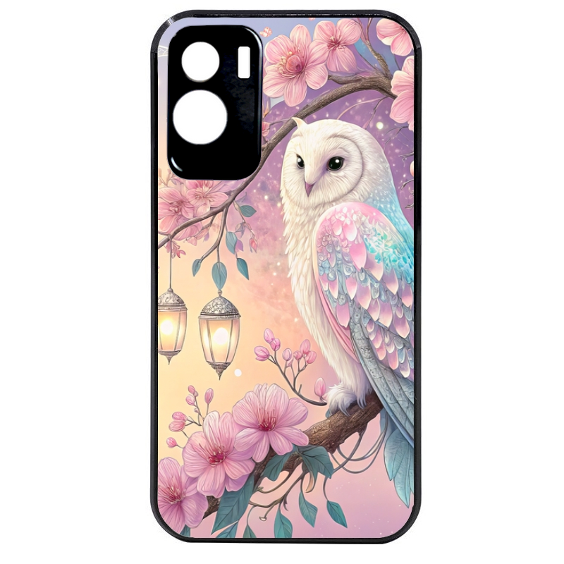 Coque noire taperso pour Honor 70 LITE 90 et LITE avec motif chouette cerisier protection antichoc personnalisée