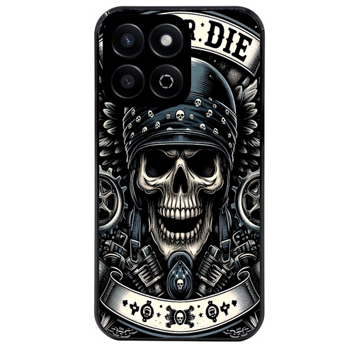 Coque noire taperso pour Honor X6B X5C X5C PLUS avec motif mort motard protection antichoc personnalisée