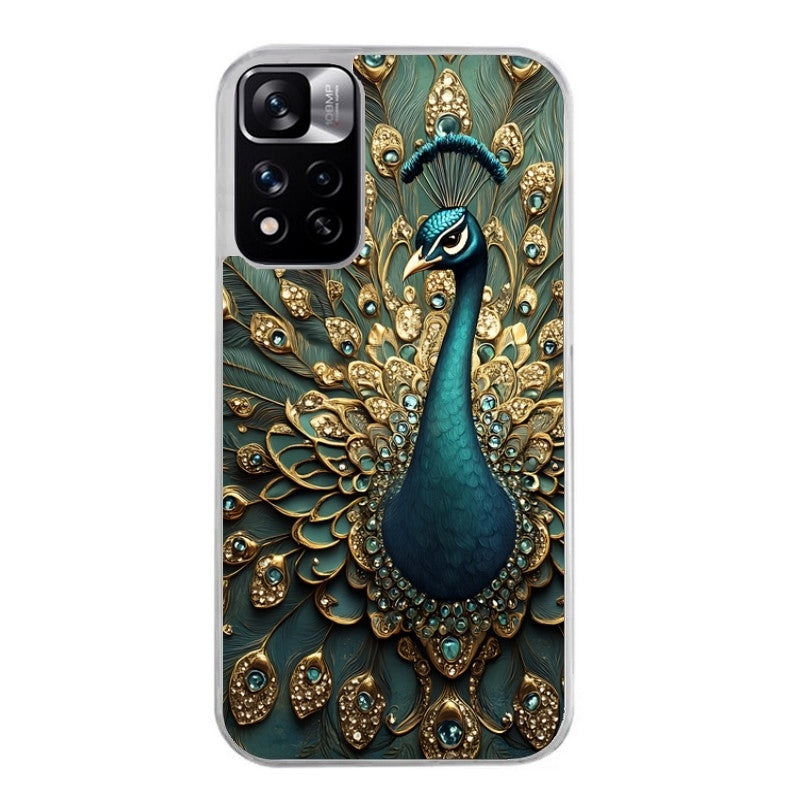 Coque taperso pour Redmi Note 11 4G PRO 5G 11S avec motif paon bijoux protection antichoc personnalisée