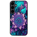 Coque noire taperso pour galaxy A06 A16 A26 A36 A56 avec motif tropical mandala et fleur violet protection antichoc personnalisée