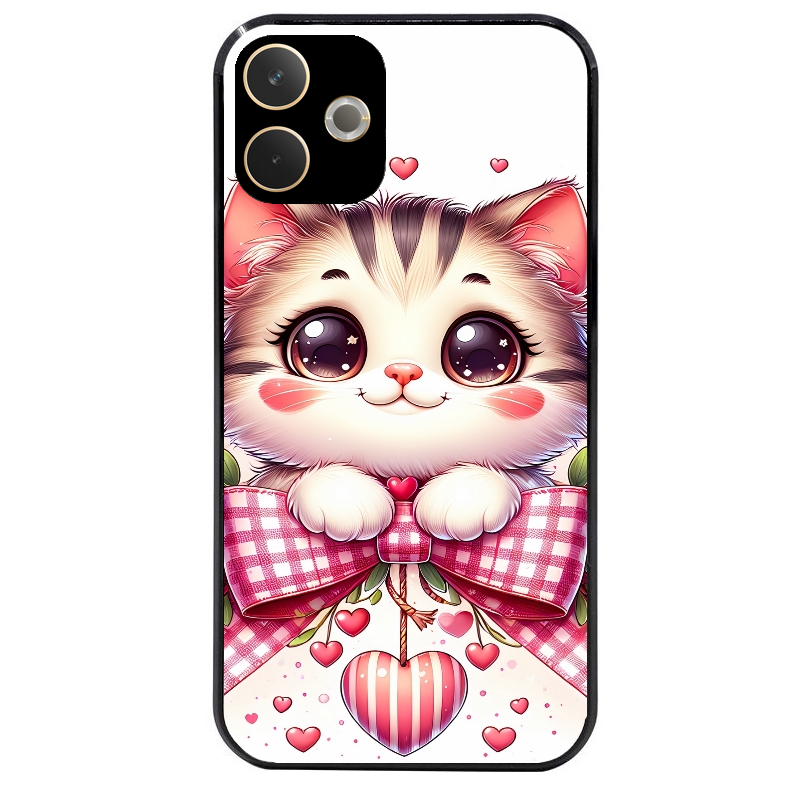 Coque noire taperso pour OPPO A5 PRO 4G et 5G avec motif chat noeud et coeur protection antichoc personnalisée