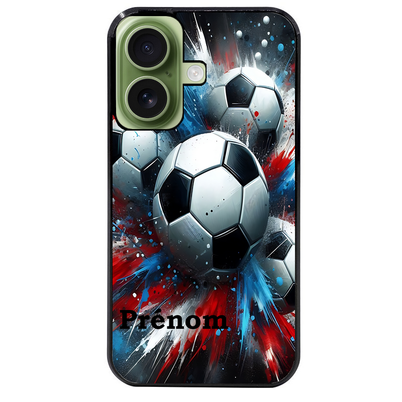 Coque noire taperso pour Iphone 17 17E AIR MAX PRO avec motif foot tricolore personnalisee protection antichoc personnalisée