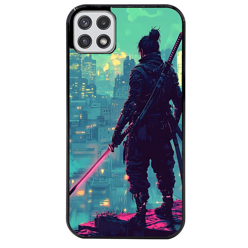 Coque noire taperso pour galaxy A22 A32 A52 A52S 4G 5G  avec motif samourai new york protection antichoc personnalisée
