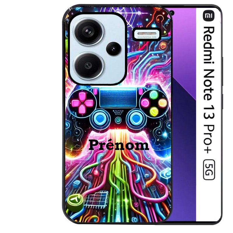 Coque noire taperso pour Redmi Note 13 PRO PLUS 5G avec motif gamer electro personnalisee protection antichoc personnalisée