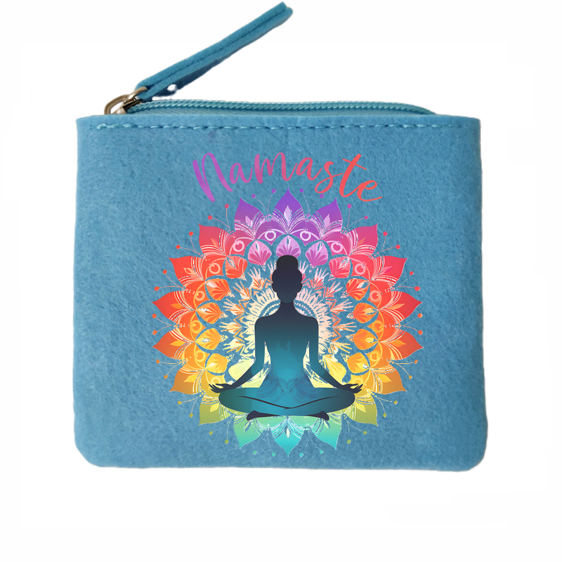 Porte monnaie namaste et bouddha en feutrine en feutrine