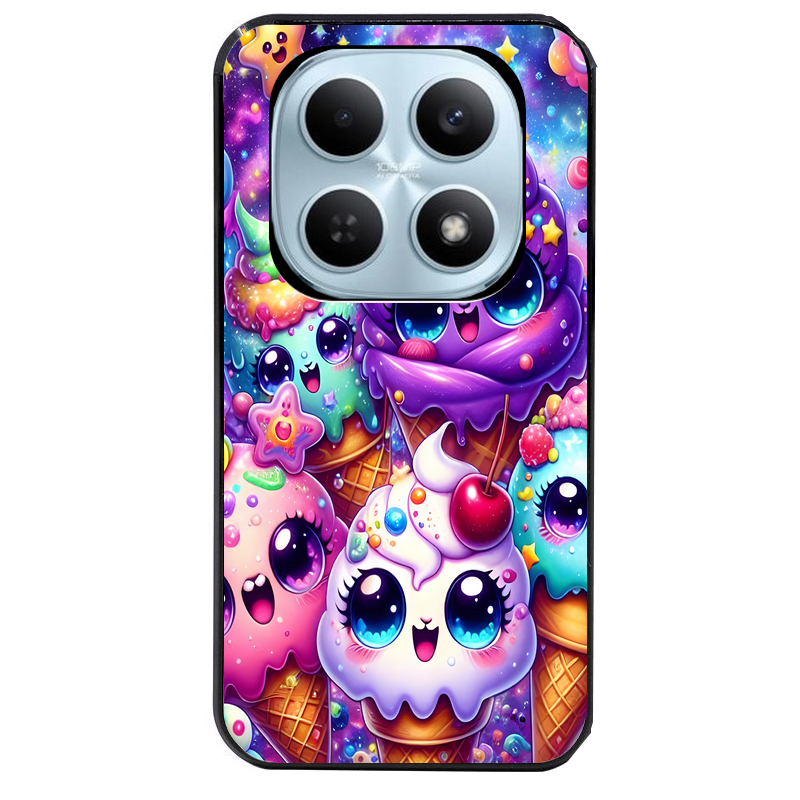Coque noire taperso pour POCO M8 5G et PRO 5G avec motif anime ice cream kawaii protection antichoc personnalisée