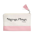 Pochette personnalisée motif marraine d'amour en toile et simili cuir personnalisée