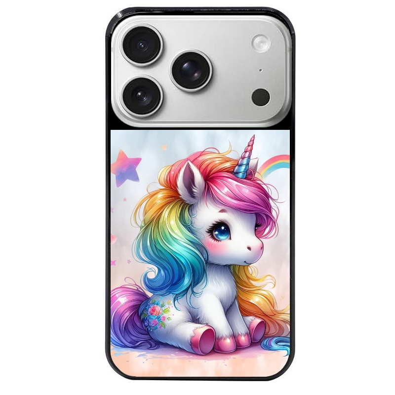 Coque noire taperso pour Iphone 17 17E AIR MAX PRO avec motif licorne et etoiles protection antichoc personnalisée