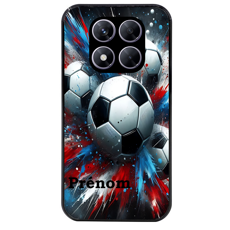 Coque noire taperso pour Redmi Note 14 et PRO PLUS 4G 5G avec motif foot tricolore personnalisee protection antichoc personnalisée