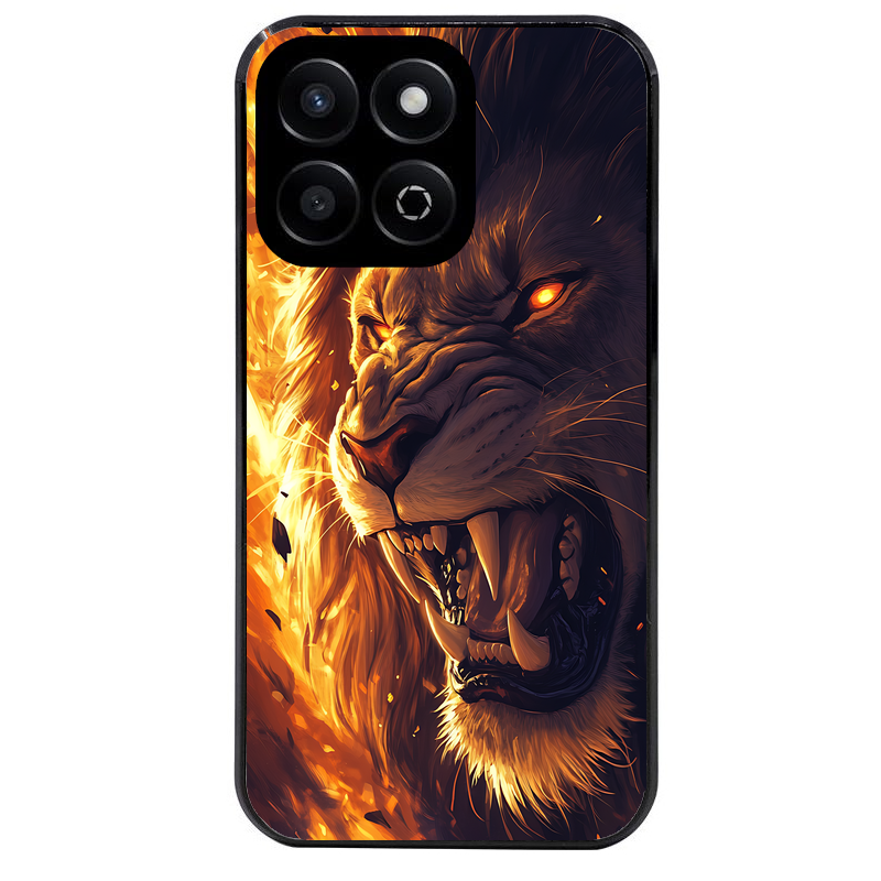 Coque noire taperso pour Honor 70 LITE 90 et LITE avec motif lion flamme protection antichoc personnalisée