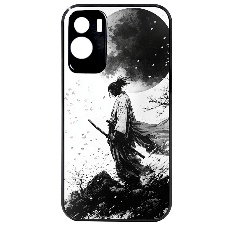Coque noire taperso pour Honor 70 LITE 90 et LITE avec motif samourai et lune protection antichoc personnalisée