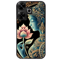 Coque noire taperso pour POCO M6 4G avec motif bouddha et lotus protection antichoc personnalisée
