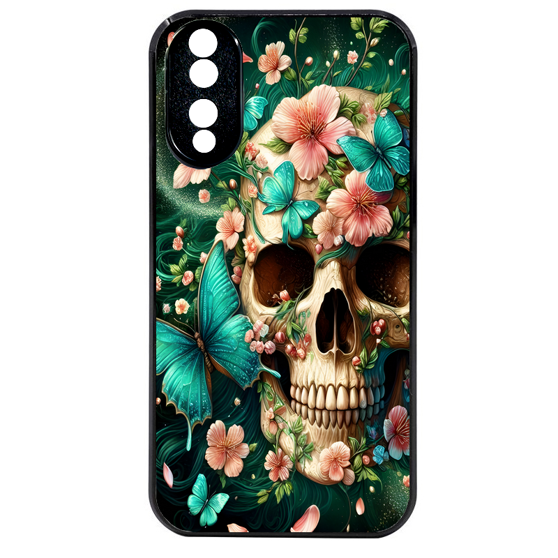 Coque noire taperso pour Honor 70 LITE 90 et LITE avec motif tete de mort skull printemps protection antichoc personnalisée