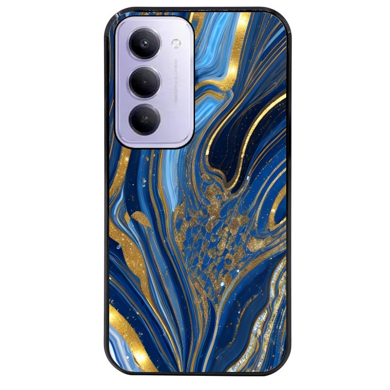 Coque noire taperso pour Redmi 15 4G et 5G avec motif marbre bleu agathe protection antichoc personnalisée