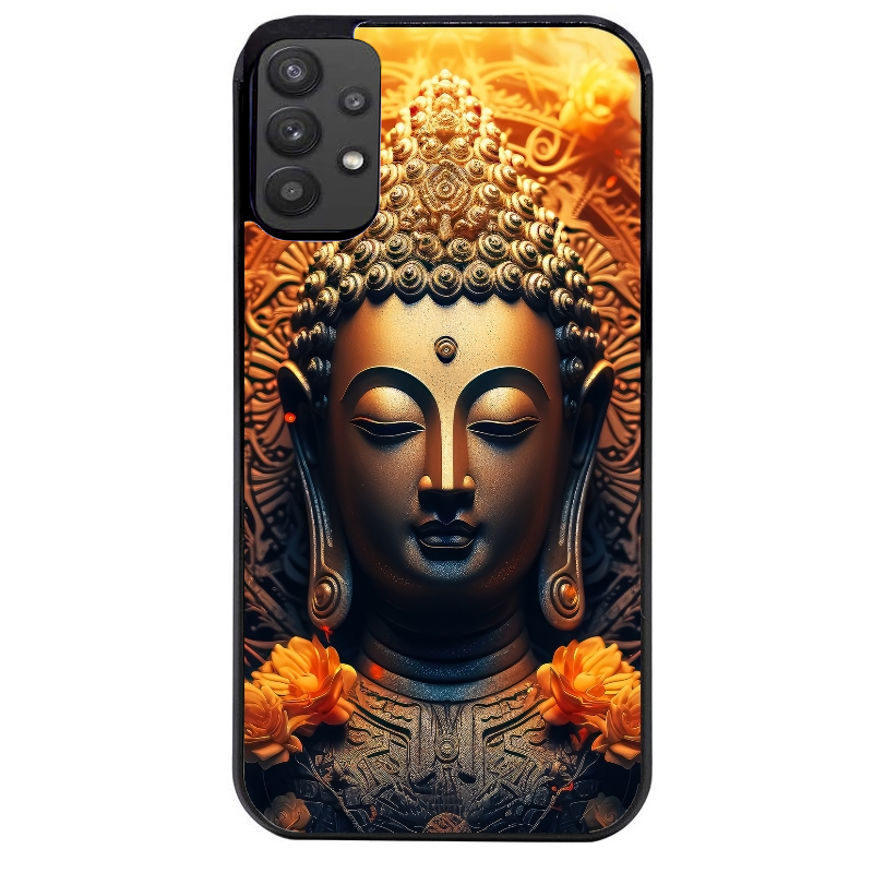 Coque noire taperso pour galaxy A22 A32 A52 A52S 4G 5G  avec motif bouddha et fleur protection antichoc personnalisée
