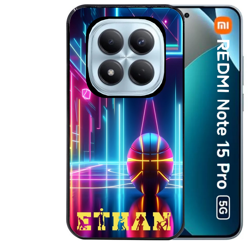 Coque noire taperso pour Redmi Note 15 et PRO PLUS 4G 5G avec motif basket electro personnalisee protection antichoc personnalisée