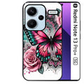 Coque noire taperso pour Redmi Note 13 PRO PLUS 5G avec motif papillon rose protection antichoc personnalisée