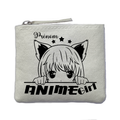 Porte monnaie personnalisé anime girl ivoire en feutrine en feutrine ivoire