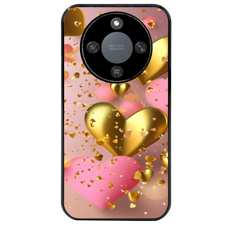 Coque noire taperso pour Magic 8 LITE et PRO avec motif coeur rose protection antichoc personnalisée